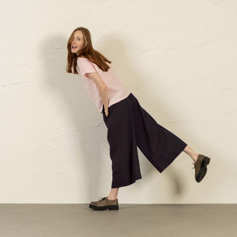 Lana | Weite Sommerhose aus Leinen mit hoher Taille und Culotte-Schnitt für Damen